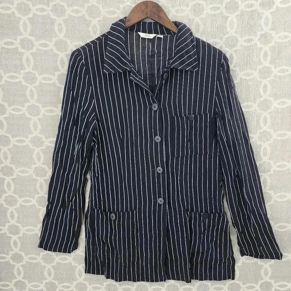 Zara classic elements Striped Long sleeve Button Up Stretched Women's Shirt M - Picture 1 of 9